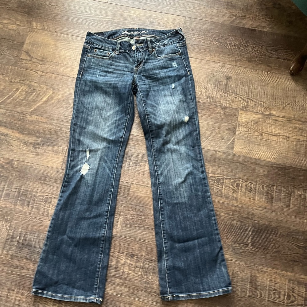 Forever 21 dark wash ripped jeans